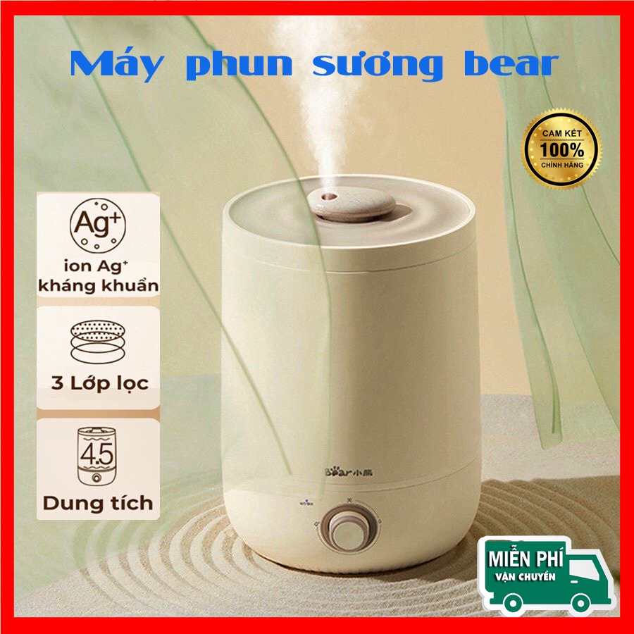 Máy phun sương tạo ẩm Bear làm sạch không khí dung tích lớn 4.5L mẫu công nghệ mới - BẢO HÀNH CHÍNH HÃNG