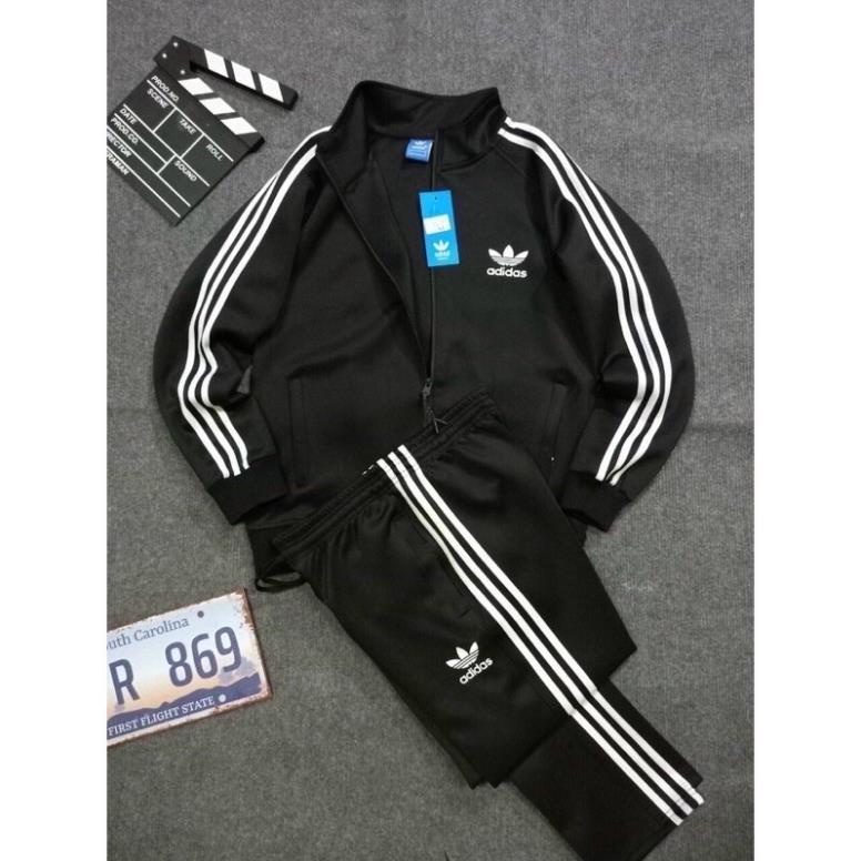 SALE Bộ thể thao nam kéo khoá ADIDAS phối viền trắng cực đẹp,chất vải đanh mịn k xù,hai màu xanh than và đen ảnh thật