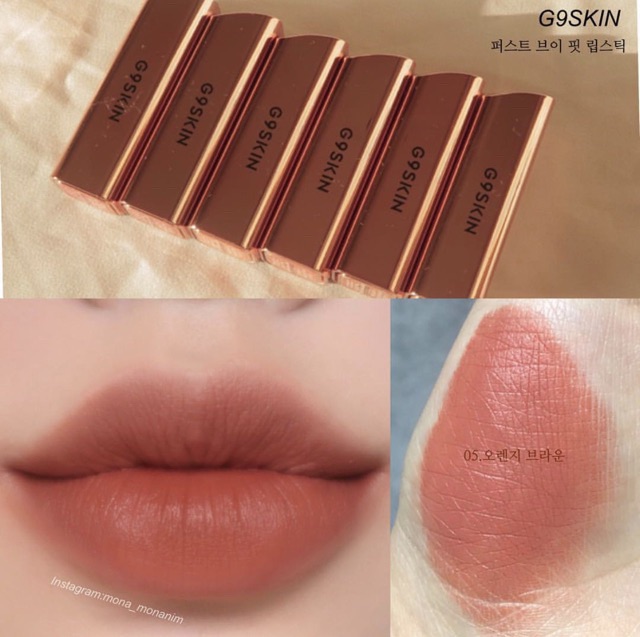 Son thỏi G9SKIN / G9 Skin FIRST V-FIT LIPSTICK vỏ vàng màu 01 02 03 04 05 06 07 08
