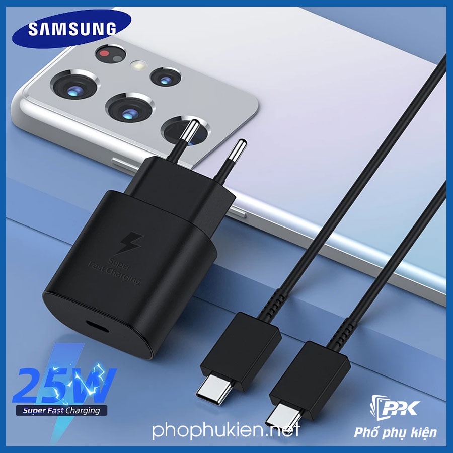 Combo Cáp Củ Sạc Samsung 25w - Type C Hàng Zin Note 10 Note 20 A71 A70 S21 Ultra S22 Ultra S20 Ultra