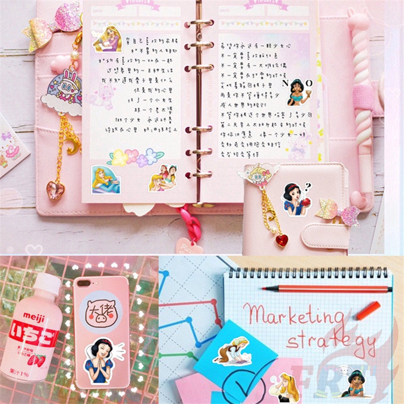 ❉ Bộ 02 Miếng Dán Trang Trí Hình Công Chúa Disney 02 ❉ Set 40 Sticker Dán Trang Trí Nhật Ký, Sổ Tay, Ván Trượt