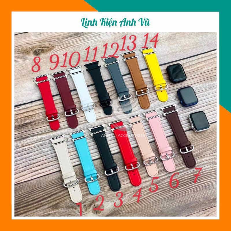 [Dùng cho cả Series 7] Dây da Đồng hồ thông minh bản nhỏ, khóa tròn trang nhã đủ size 38/40/41/42/44/45 mm