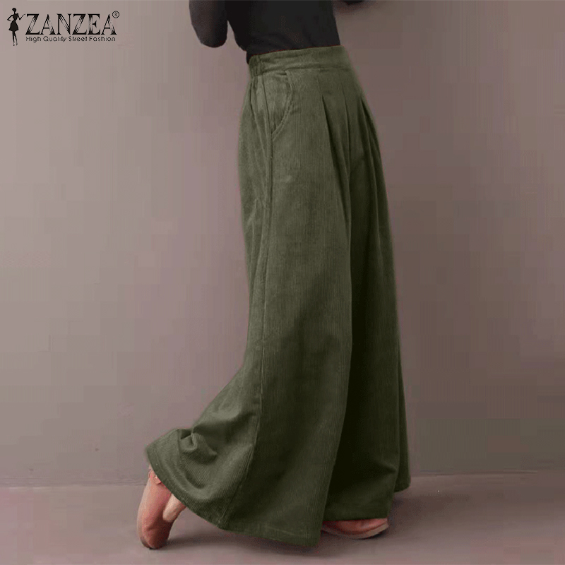 Quần Dài Ống Rộng ZANZEA Cho Nữ Màu Trơn Phong Cách Vintage | BigBuy360 - bigbuy360.vn