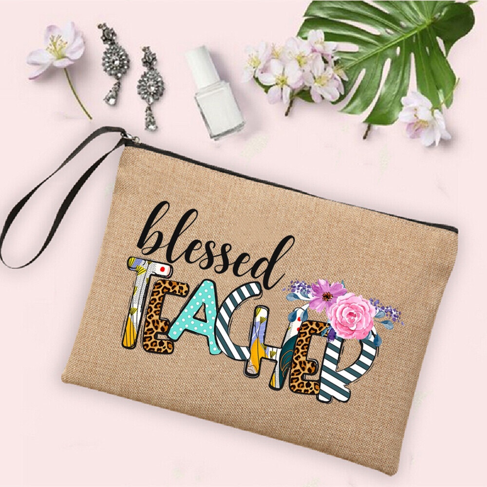 Ngày Nhà Giáo Tốt Nhất Giáo Viên Từng In Vải Lanh Túi Văn Phòng Phẩm Túi Đựng Mỹ Phẩm Du Lịch Đồ Vệ Sinh Túi Bảo Quản Cho Giáo Viên