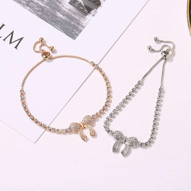 Vòng Đeo Tay Đính Đá Zircon Hình Nơ Thời Trang Dành Cho Nữ