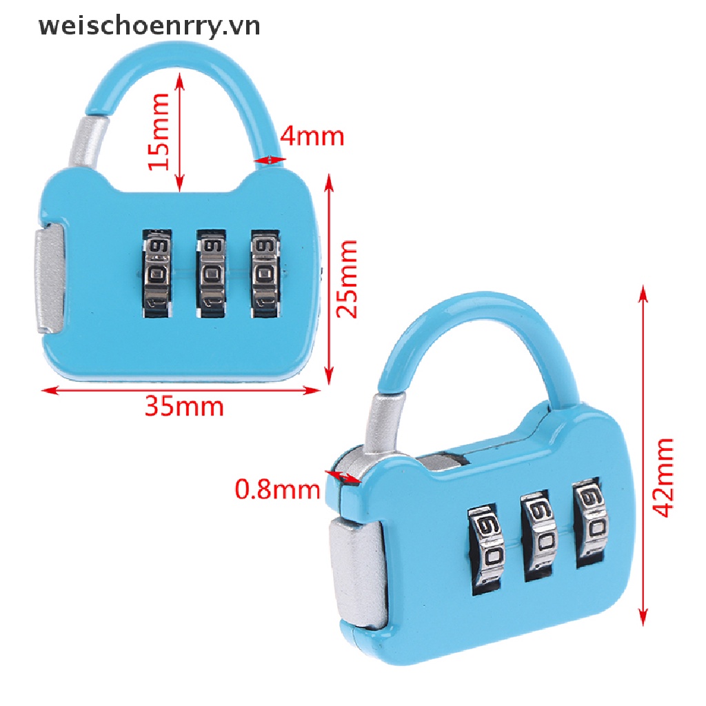 Ổ khóa mật khẩu 3 chữ số mini bằng kim loại nhỏ gọn tiện dụng khi du lịch