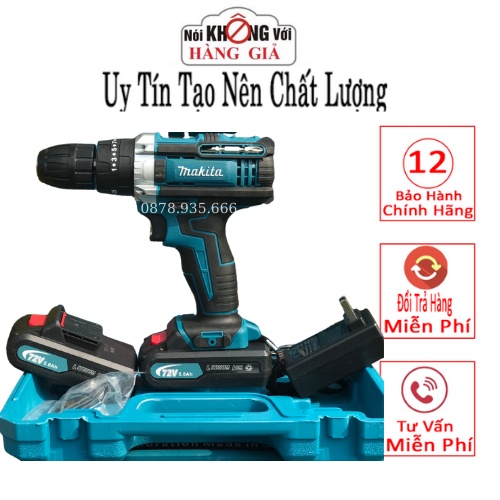 Máy khoan pin 36V Makita 3 chức năng có búa khoan-bắn-vít - Tặng kèm 24 chi tiết gồm các mũi khoan dễ dàng sử dụng