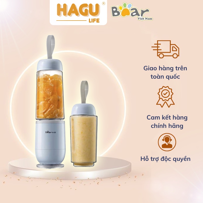 Máy xay sinh tố cầm tay mini đa năng Bear Dung Tích 350ML x 2 Bình - Hàng chính hãng - Bảo Hành 18 Tháng