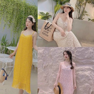 Đầm suông dập ly hoa nhí + Ảnh thật