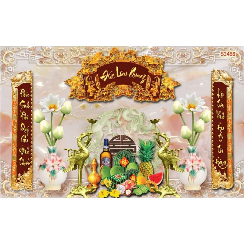Tranh dán tường 3D trang trí phòng thờ