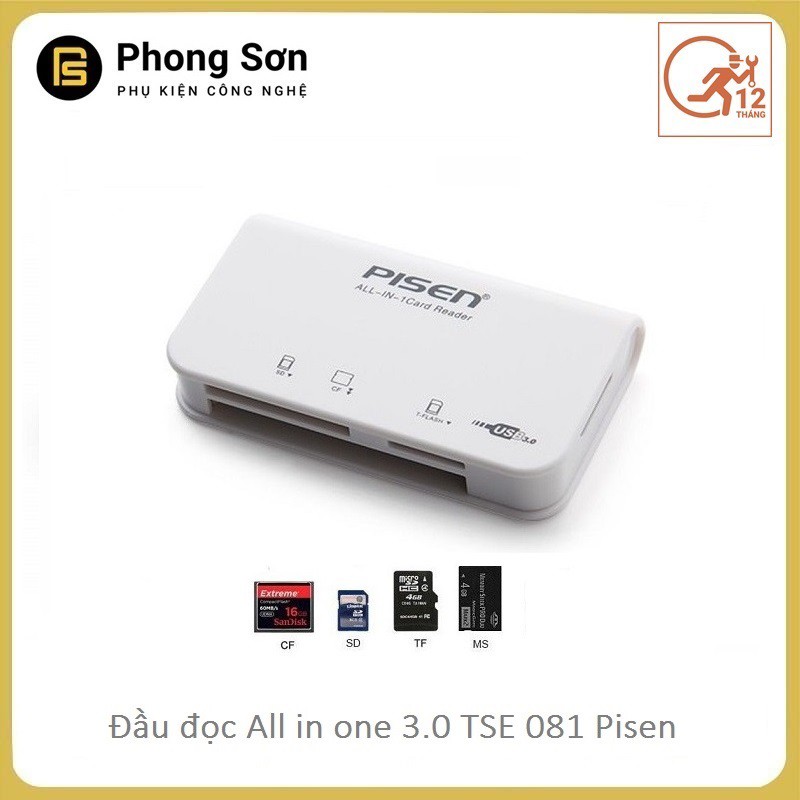 Đầu đọc thẻ đa năng Pisen All-in-one USB 3.0 (Trắng) | BigBuy360 - bigbuy360.vn