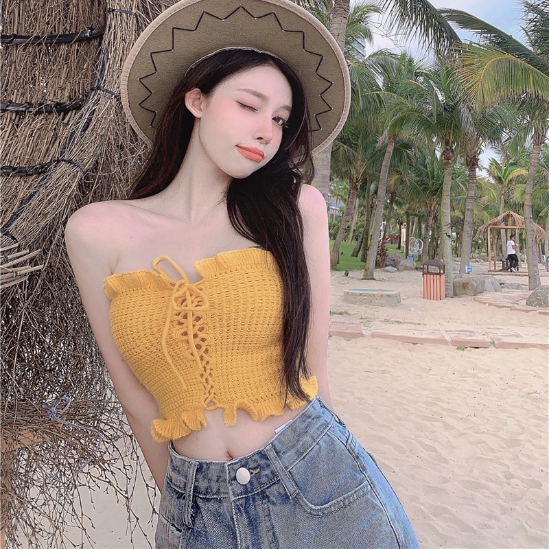 Áo Ống Vải Dệt Khoét Ngực Gợi Cảm Dành Cho Nữ