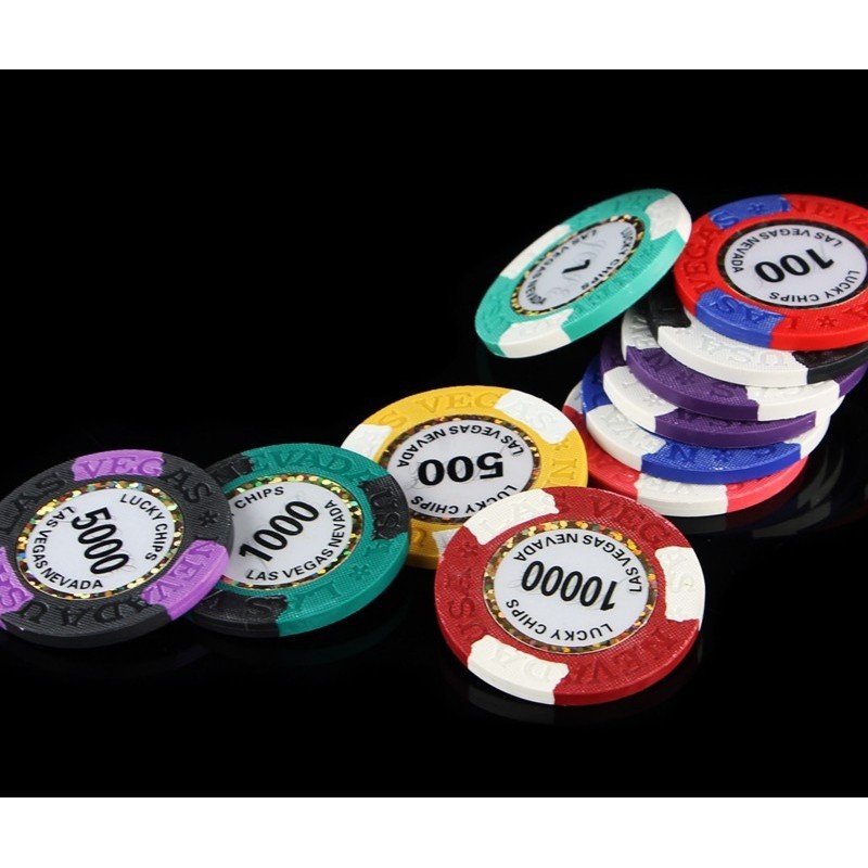 Chip poker có số ( phỉnh poker ) dòng viền ánh vàng chất nhựa cao cấp PK 5