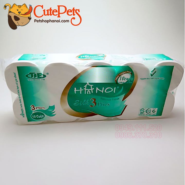 Giấy vệ sinh Hà Nội 3 lớp không lõi bịch 1.7kg 10 cuộn - Phụ kiện thú cưng Hà Nội