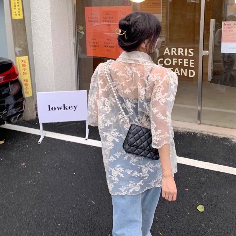 Áo Sơ Mi Xuyên Thấu Phong Cách Vintage Hàn Quốc