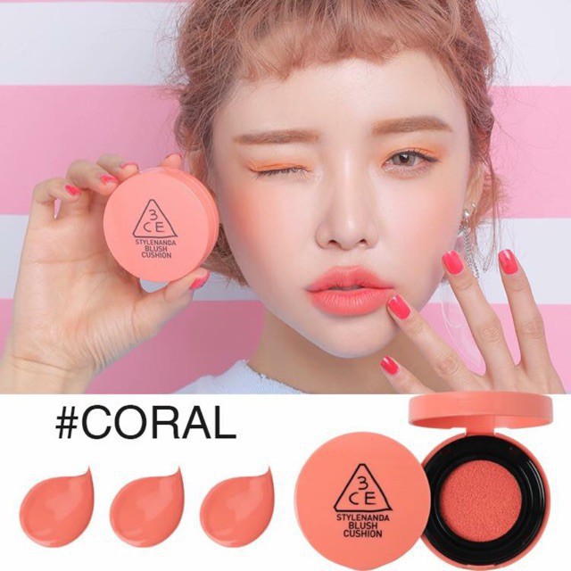 Phấn má hồng dạng kem 3CE Blush Cushion cam đào