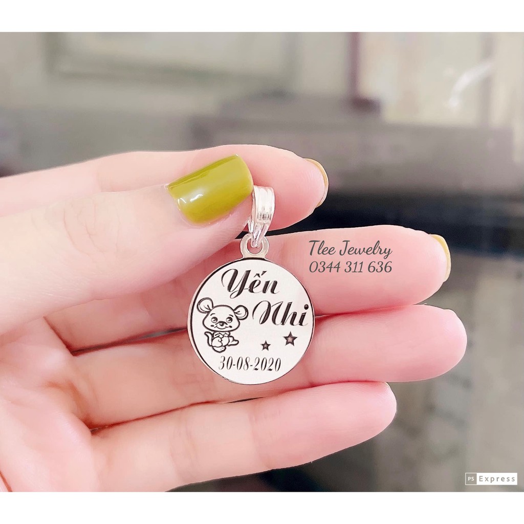 Mặt dây chuyền cho bé mẫu khắc laser miễn phí theo yêu cầu hình thù ngộ nghĩ bạc 990 TleeJewelry D0216