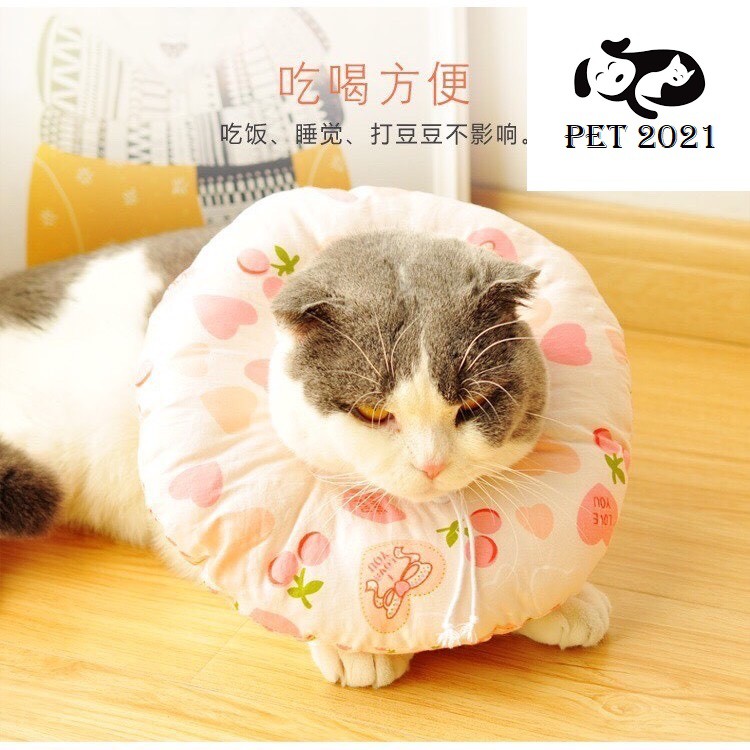 Vòng  Chống Liếm, Loa Chống Liếm Cho Chó Mèo Chất Liệu Vải Bông Siêu Cute