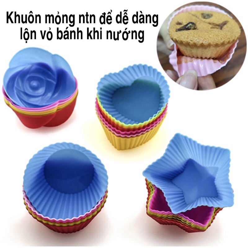 Khuôn silicon làm bánh muffin, cupcake, bánh hấp, thạch