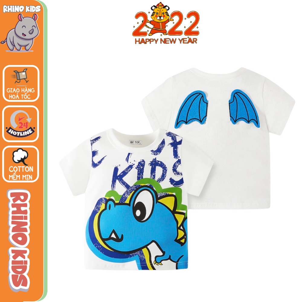 Áo thun bé trai khủng long 3D đôi cánh cool ngầu chất liệu mềm mại, thoải mái