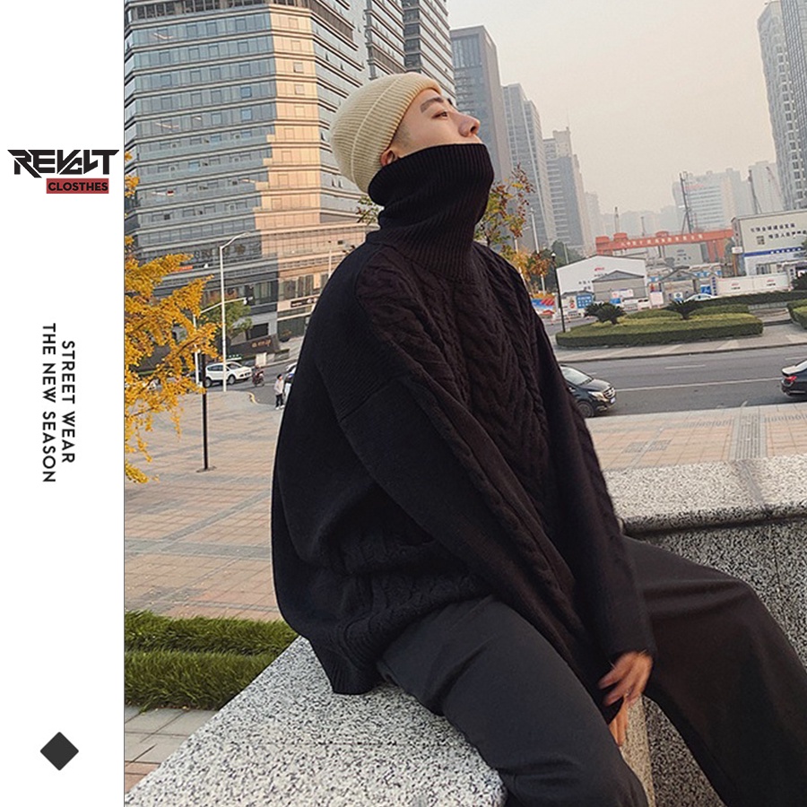 Áo sweater nam nữ Unisex form rộng Ulzzang cổ lọ tay dài cho mùa thu đông RevoltClothes AL04