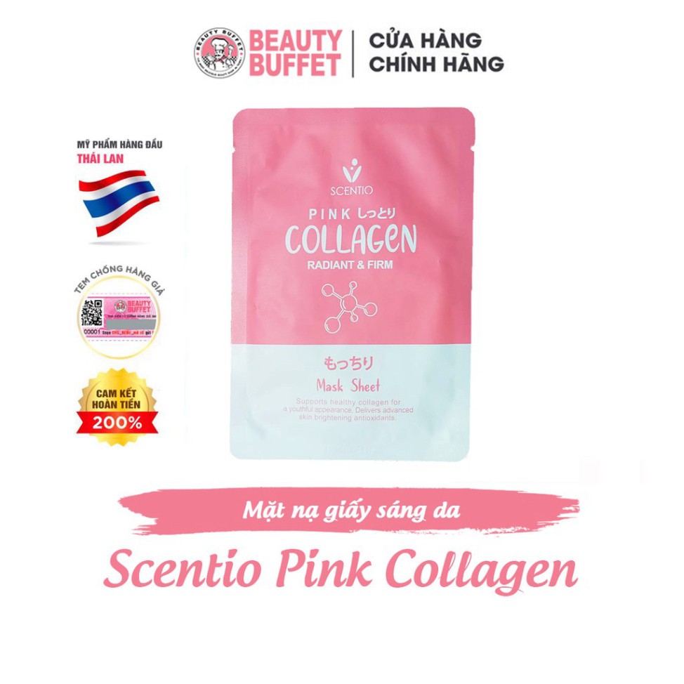 Mặt nạ giấy dưỡng sáng và săn chắc da Beauty Buffet Scentio Pink Collagen 5ml (1 miếng)