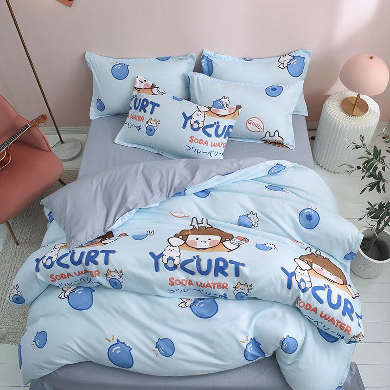 Set 5 món chăn ga gối Cotton Poly Hàn quốc