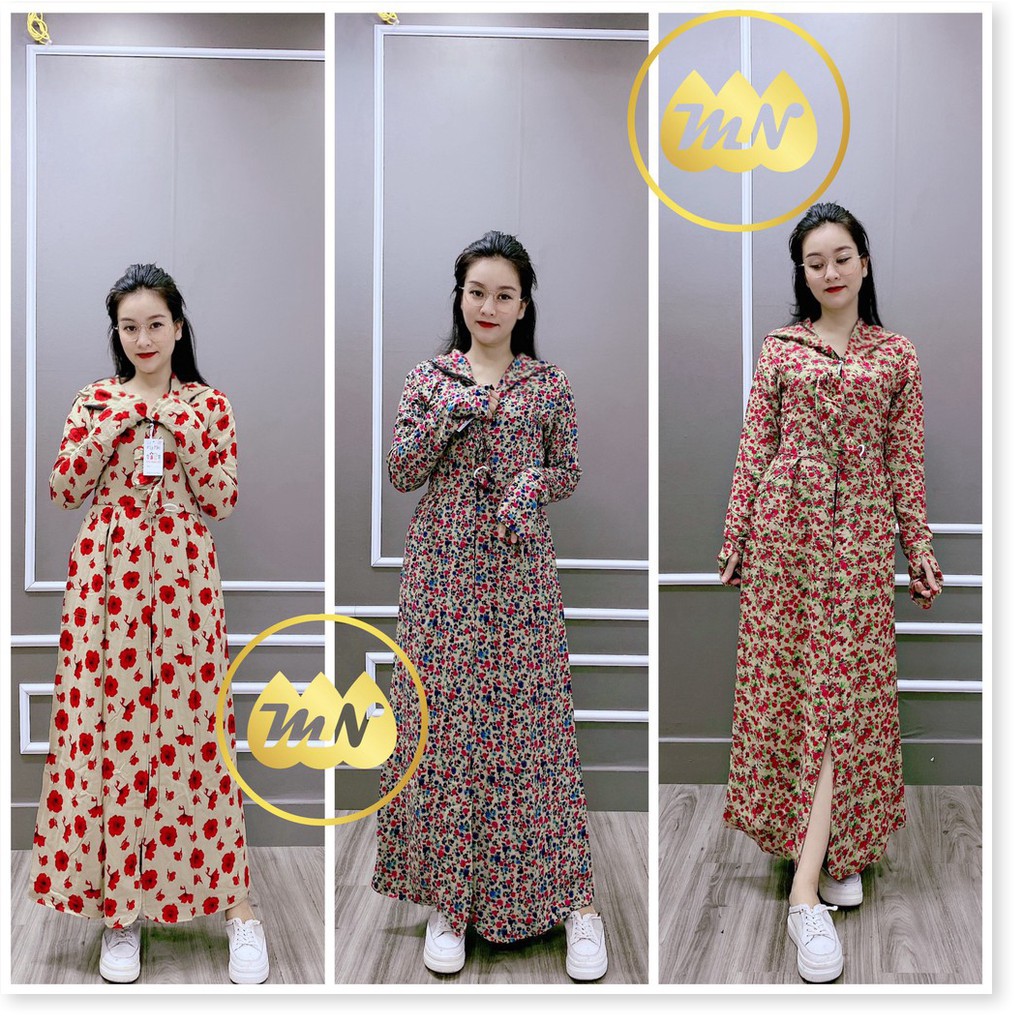 Áo chống nắng nữ toàn thân lanh nhung Nhật 2 lớp họa tiết hình dài kín chân - ao chong nang nu 2 lop | BigBuy360 - bigbuy360.vn