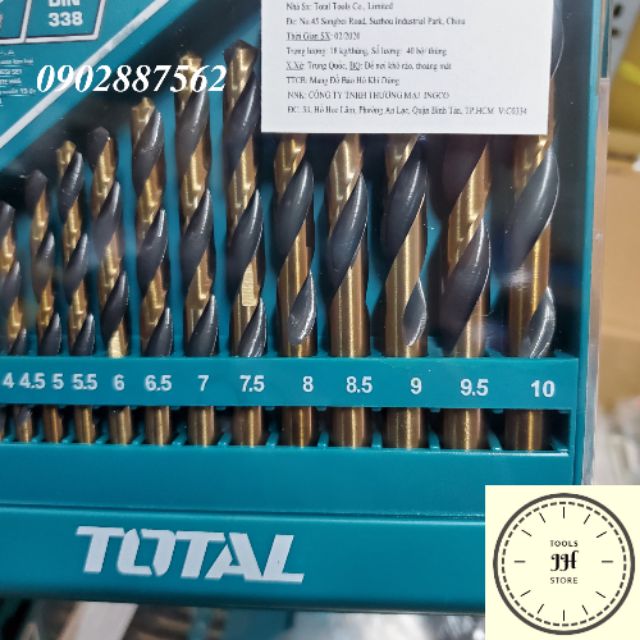 1-10mm Bộ mũi khoan kim loại HSS 19 chi tiết Total TACSD0195