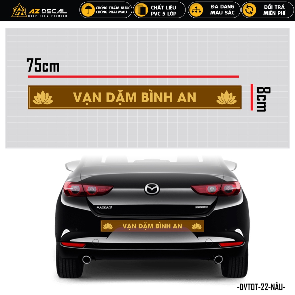 Tem Dán Xe Ô Tô Tải Mẫu Vạn Dặm Bình An | DVTOT-22 | Decal Team Dán Sườn Kính Lái Cản Sau Oto Xe Hơi
