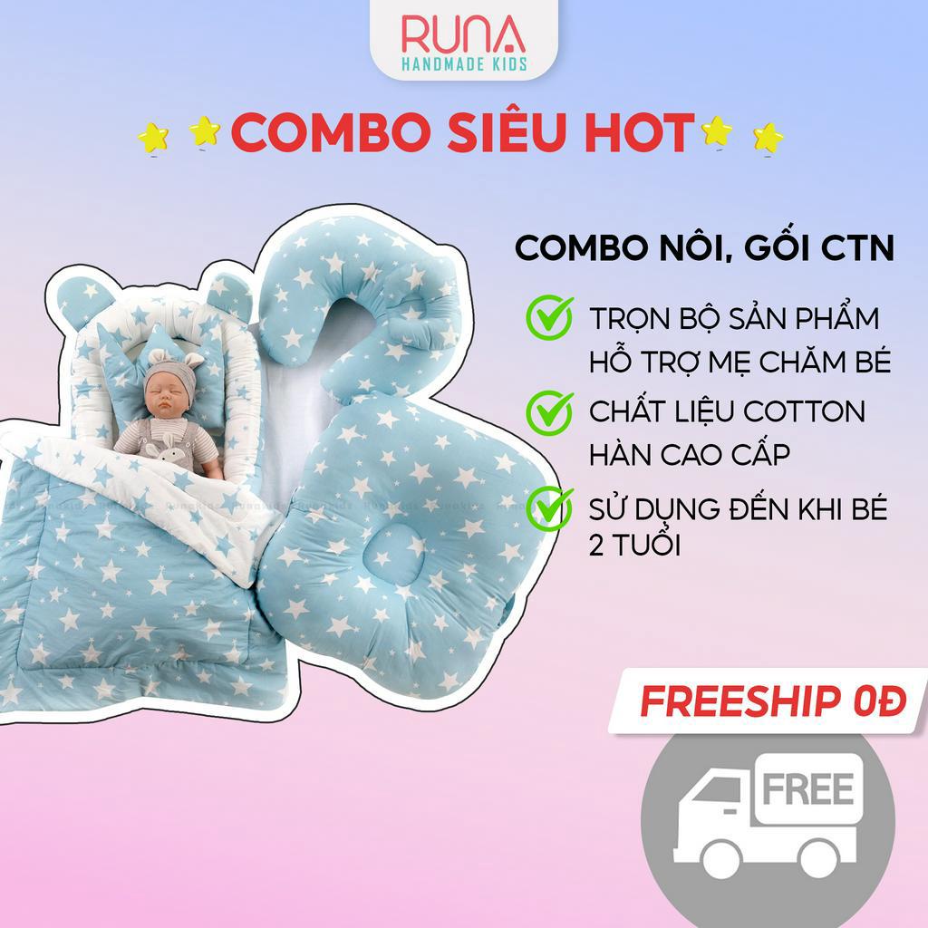 Combo nôi, chống trào ngược & phụ kiện khác cho trẻ sơ sinh RUNA KIDS chất liệu Cotton cao cấp mềm mịn, an toàn cho bé