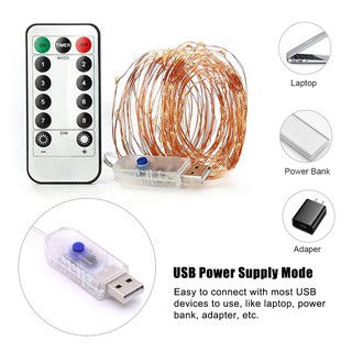 Dây Đèn Led 100 Bóng Dài 10m/32.8ft Cổng Usb 8 Chế Độ Điều Khiển Từ Xa