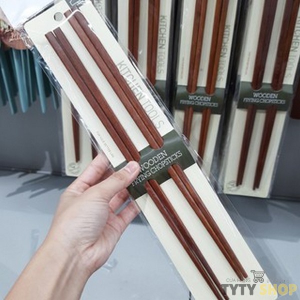 Bộ 2 đôi đũa chiên dài 24cm 33cm Lock&Lock F00093 bằng gỗ Rose Wood dùng chiên xào tránh văng dầu mỡ