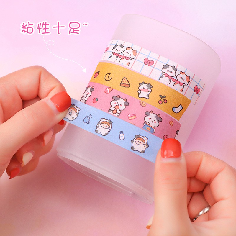 Washi tape cute 1.5cm x 5m họa tiết Bò Sữa 4 phân loại lựa chọn BMBooks