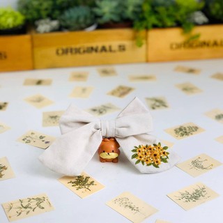 Nơ cột tóc thêu handmade, nơ cột tóc linen thêu tay tiemtaphoa.duahau