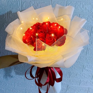 Bó hoa hồng sáp 15 bông(kèm đèn)