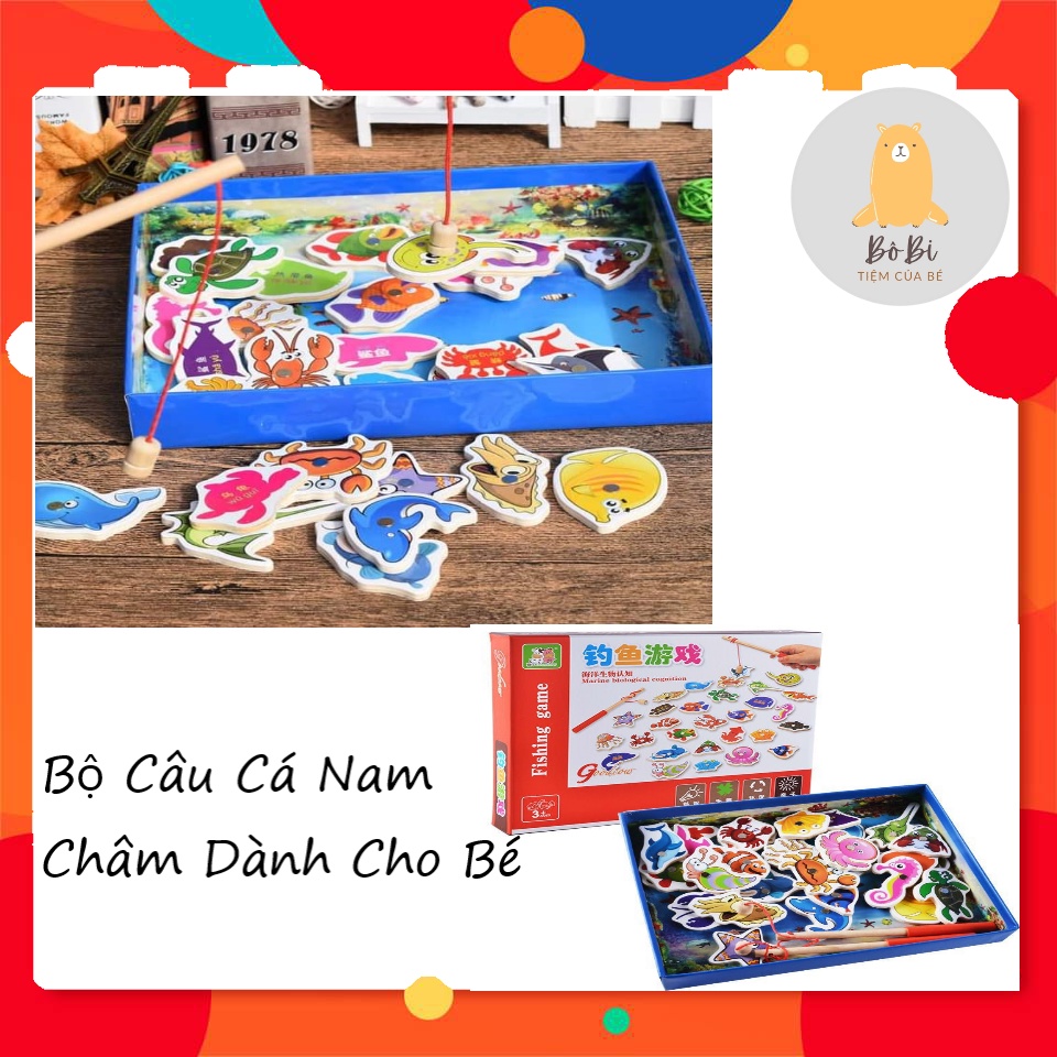 Bộ câu cá nam châm 32 con bằng gỗ