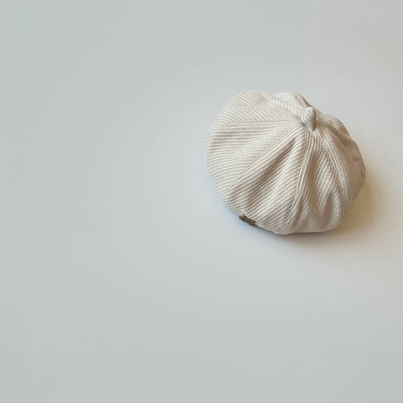 Mũ Beret Vải Nhung Kẻ Phong Cách Retro Hàn Quốc Dành Cho Bé