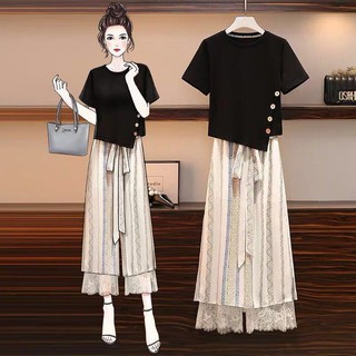 Kích thước lớn Lỏng lẻo thời trang Bộ đồ nữ set trang phục quần áo nữ set quần áo set bộ quần bộ set đồ bộ đồ nữ áo croptop