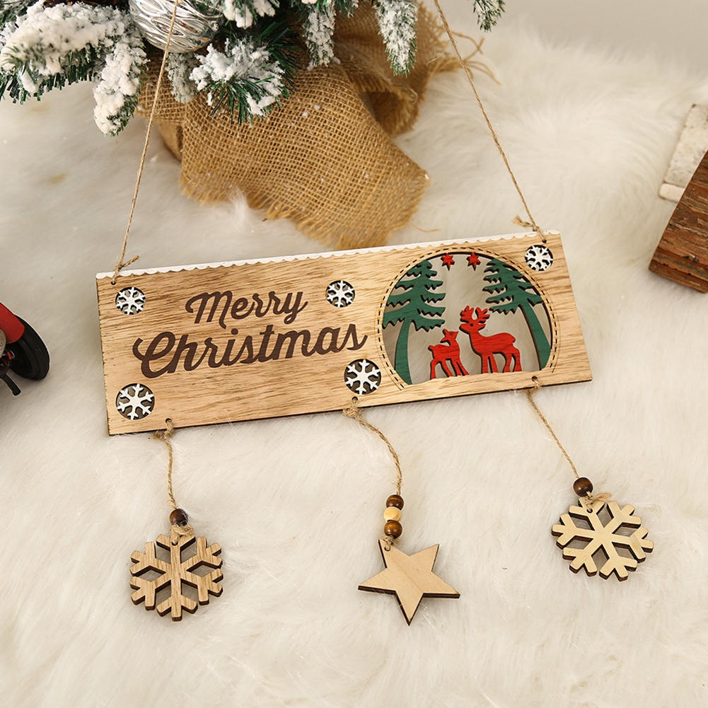 Ready Stock❀❀ Christmas decorations Shuanglu house number pendant wooden crafts Christmas scene decoration props