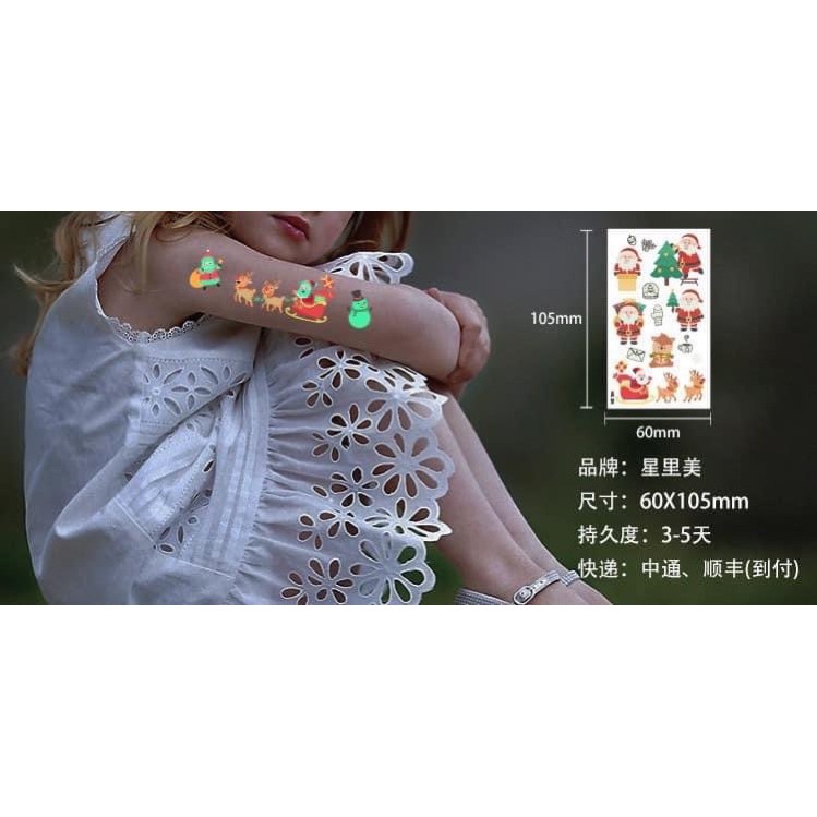 SET 10 TẤM DÁN TATTO DẠ QUANG CHỦ ĐỀ NOEL