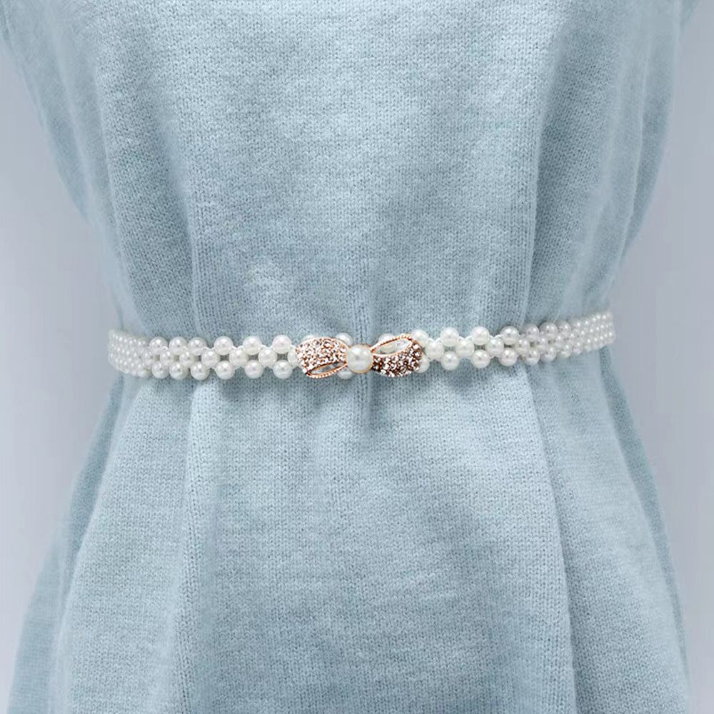 Thắt lưng phối ngọc trai giả có mặt thanh lịch phong cách Hàn Quốc thời trang dành cho nữ