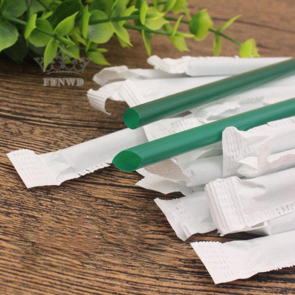 Set 100 Ống Hút Nhựa 8X240Mm Màu Xanh Lá Đậm Dùng Một Lần