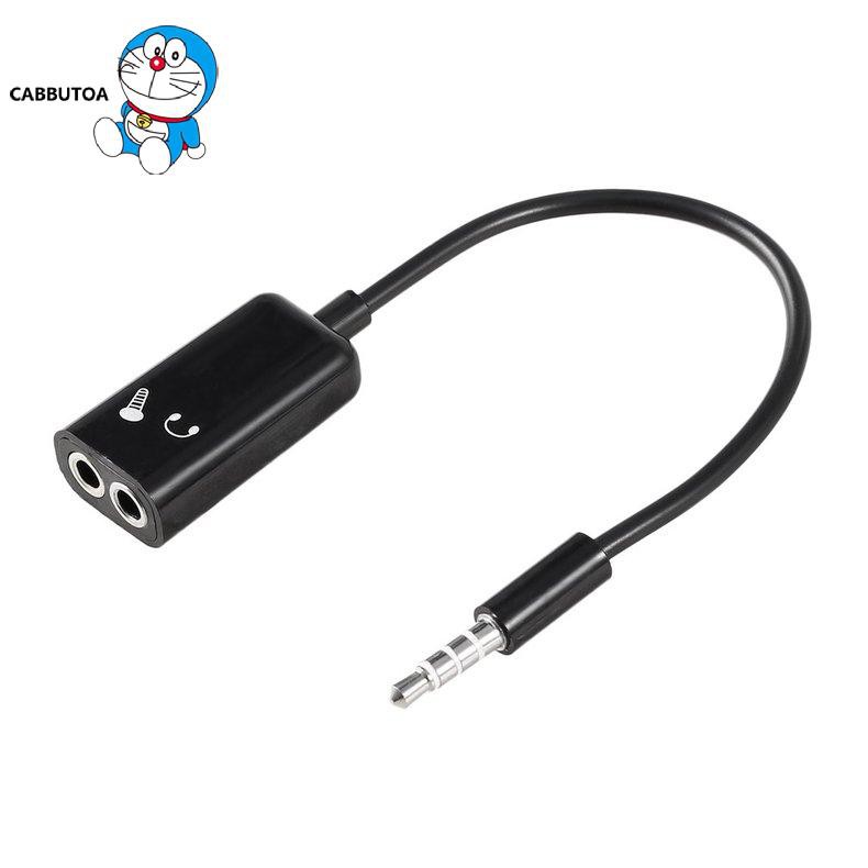 Giắc cắm 3,5 mm Tai nghe Micro Bộ chia âm thanh nổi Cáp chuyển đổi màu đen
