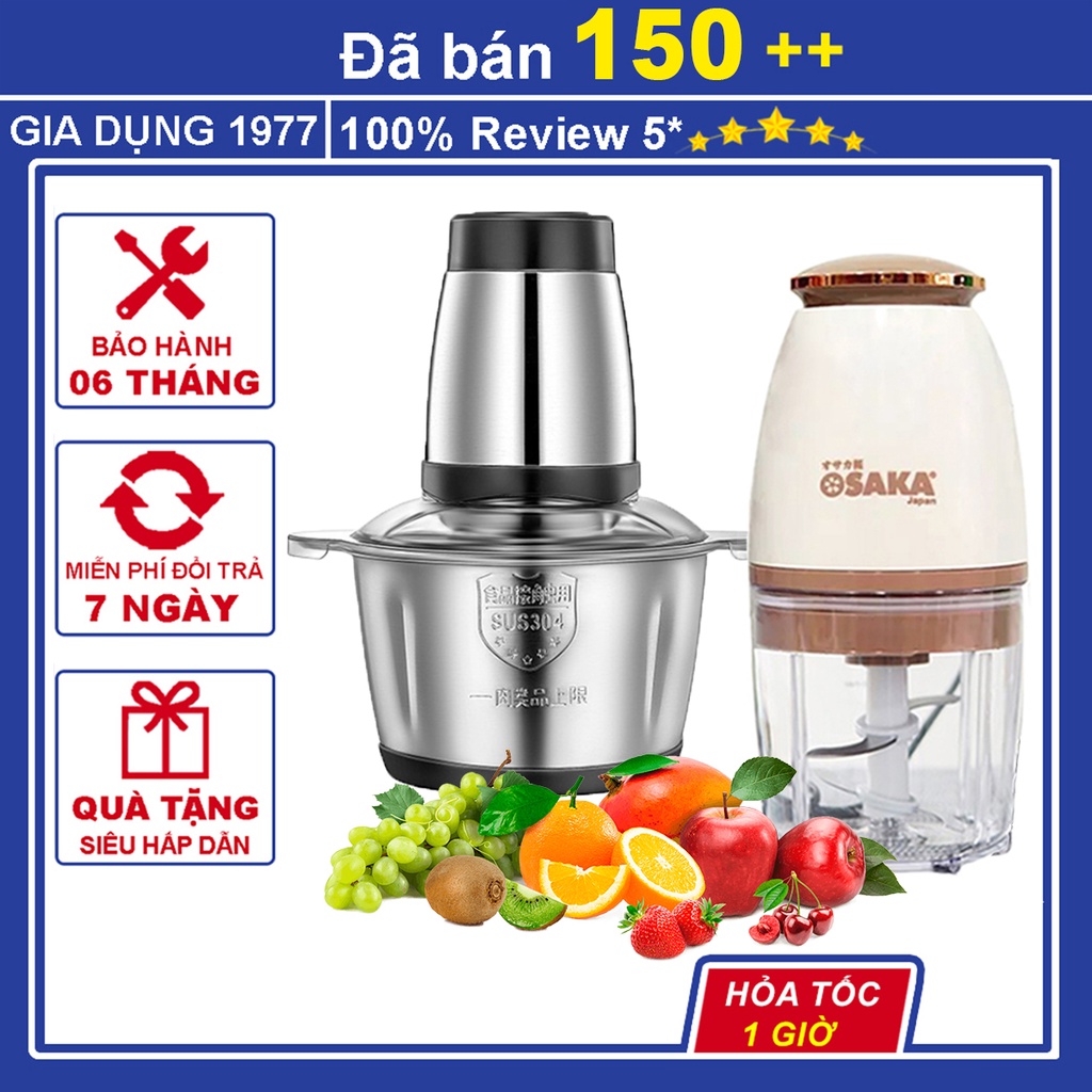 Máy xay thịt Osaka Nhật Bản công suất 350W dung tích 700ML, Máy xay cầm tay mini xay thịt, chả cá đăng siêu tốc tiện lợi