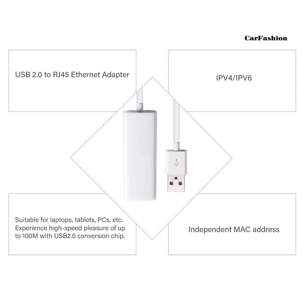 Cáp Chuyển Đổi Thẻ Mạng Lan 10 / 100mbps Usb 2.0 Sang Rj45 Cho Pc Laptop