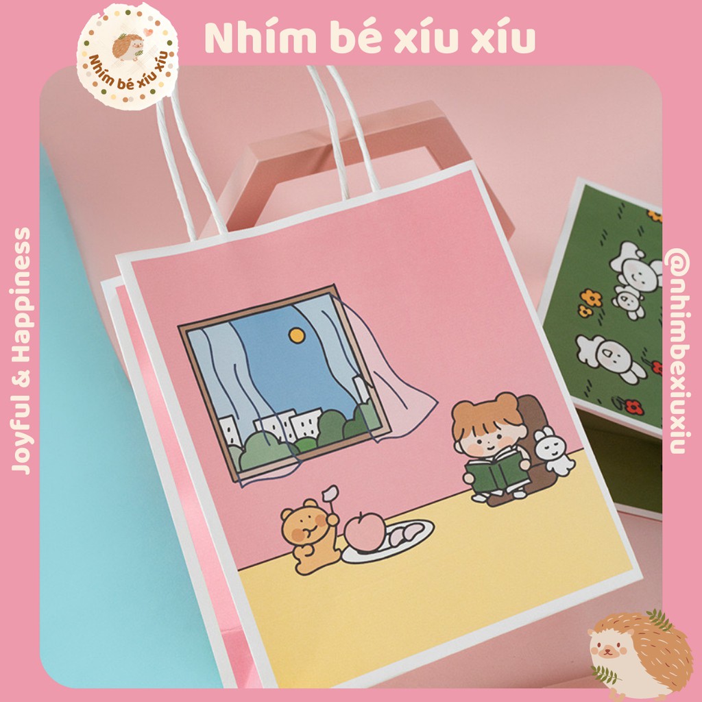 Túi giấy đựng quà tặng có quai xách Mira Girl/Gấu Thỏ 18*21*8 cm VT54 | BigBuy360 - bigbuy360.vn