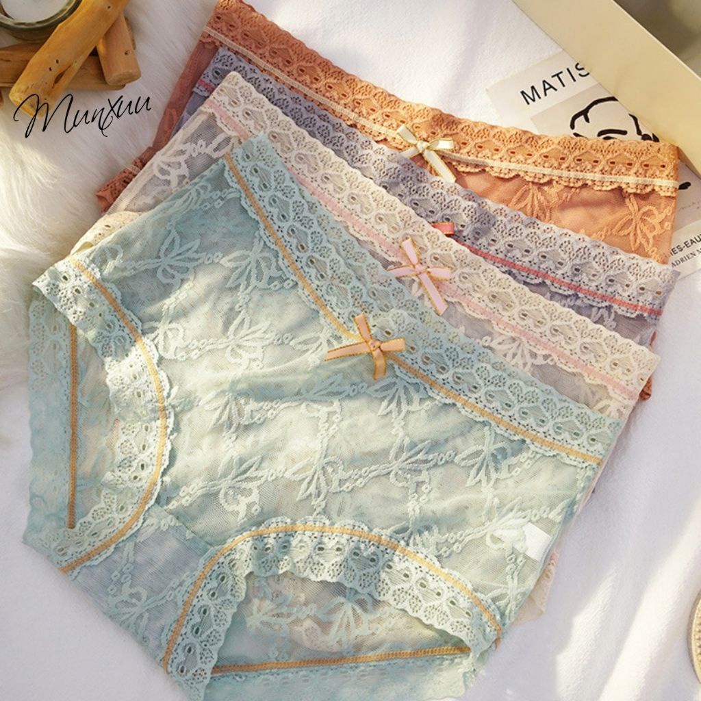 Quần lót nữ ren cao cấp Munxuu họa tiết hoa lá ngọt ngào, chất liệu mềm mịn thông thoáng - QC108