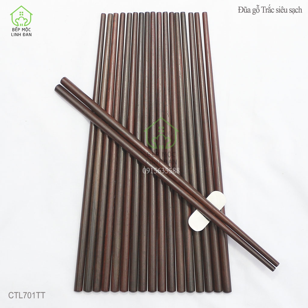Đũa gỗ Trắc tự nhiên Việt Nam siêu sạch - Bộ 10 đôi tròn [CTL701TT]