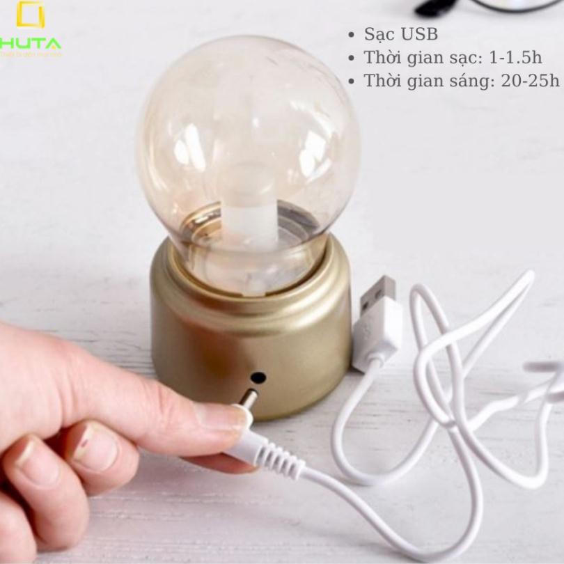 Đèn Ngủ LED Pin Sạc SÁNG 25h LIÊN TỤC, Tích Điện, Ánh Sáng Vàng, Dùng Để Bàn, DECOR Trang Trí  - HUTA shop